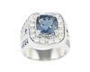 Topaz, blue sapphire and cubic zirconia ring