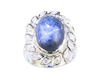 Blue star sapphire and diamond ring
