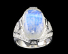Moon stone and cubic zirconia ring