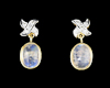 Rainbow moon stone and diamond earrings