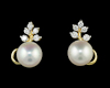 Fresh water pearl and diamond earrings
