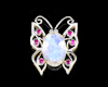 Moon stone, ruby and diamond pendant