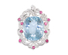 Aquamarine, spinel and diamond pendant
