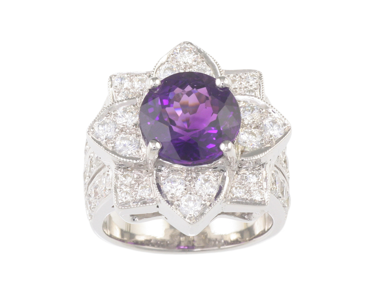 Amethyst and cubic zirconia ring - Click Image to Close