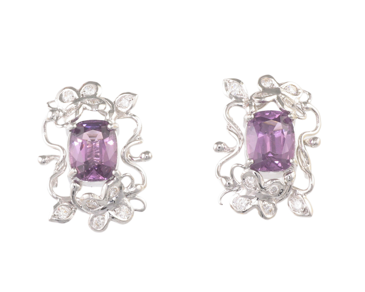 Amethyst and cubic zirconia earrings - Click Image to Close