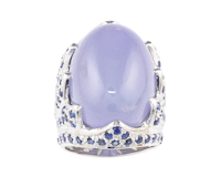 Jade and blue sapphire ring
