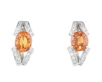 Mandarin spessartite garnet and diamond earrings