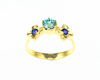 Blue sapphire and zircon ring