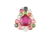 Ruby, tourmaline and diamond pendant