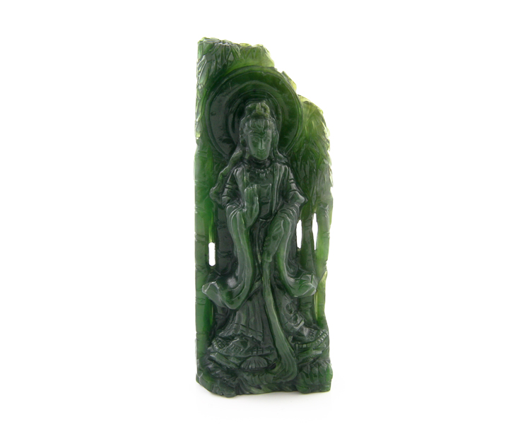 Nephrite jade (type-A) Guan Yin statue - Click Image to Close
