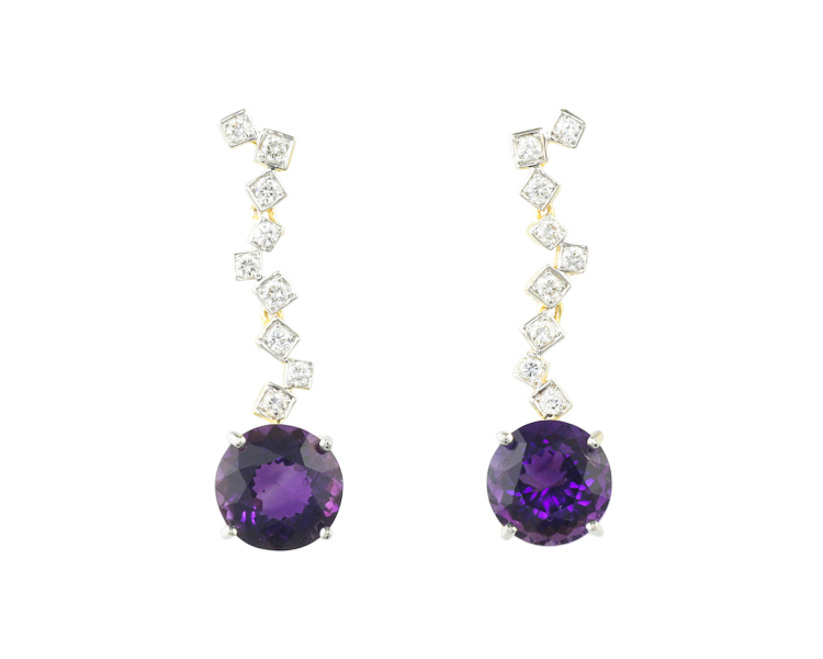 Amethyst and diamond earrings - Click Image to Close