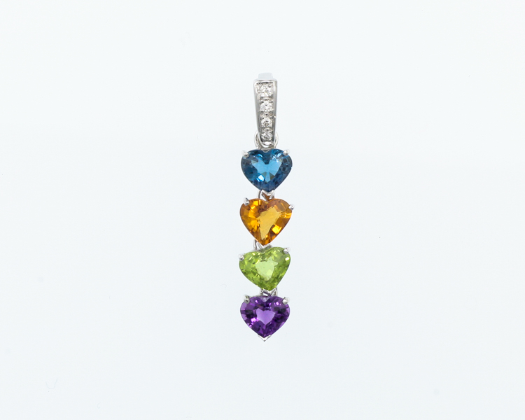 Mixed gem stones and diamond pendant - Click Image to Close