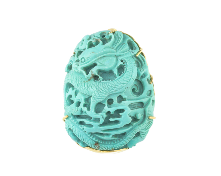 Turquoise carving pendant - Click Image to Close