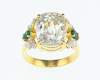 Zircon, emerald and diamond ring