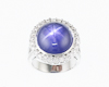 Blue star sapphire and diamond ring