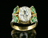 Zircon, diamond and tsavorite garnet ring
