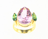 Kunzite and tsavorite garnet ring