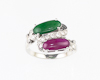 Jadeite (type-A), ruby and diamond ring