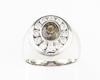 Demantoid color-change garnet and cubic zirconia ring Demantoid color-change garnet and cubic zirconia ring