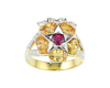 Ruby, sapphire and diamond ring