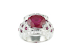 Ruby simulant, ruby and cubic zirconia ring