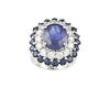 Blue sapphire simulant, blue sapphire and cubic zirconia ring Blue sapphire simulant, blue sapphire and cubic zirconia ring