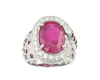 Ruby simulant, ruby and cubic zirconia ring