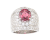 Rubellite and cubic zirconia ring