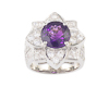 Amethyst and cubic zirconia ring