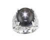 Star sapphire and cubic zirconia ring