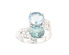 Tourmaline, aquamarine and diamond ring