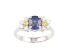 Blue sapphire, sapphire and diamond ring