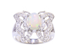 Opal and zircon ring