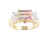 Bi-color tourmaline, sapphire and diamond ring