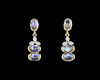 Moon stone and diamond earrings