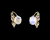 Moon stone, ruby and diamond earrings Moon stone, ruby and diamond earrings