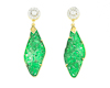 Jadeite (type-A) carving and diamond earrings Jadeite (type-A) carving and diamond earrings