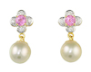 South sea pearl, sapphire and diamond earrings
