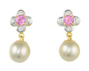 South sea pearl, sapphire and diamond earrings South sea pearl, sapphire and diamond earrings
