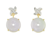 Jadeite (type-A) carving and diamond earrings Jadeite (type-A) carving and diamond earrings