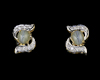 Chrysoberyl cat's eye and diamond earrings