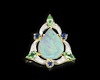 Opal, tsavorite garnet, blue sapphire and diamond pendant