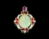 Opal, sapphire and diamond pendant