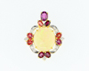 Opal, sapphire and diamond pendant