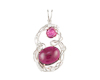Rubellite, ruby carving and diamond pendant