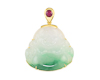 Jade carving and ruby pendant