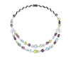Color-change malaya garnet, aquamarine and diamond necklace