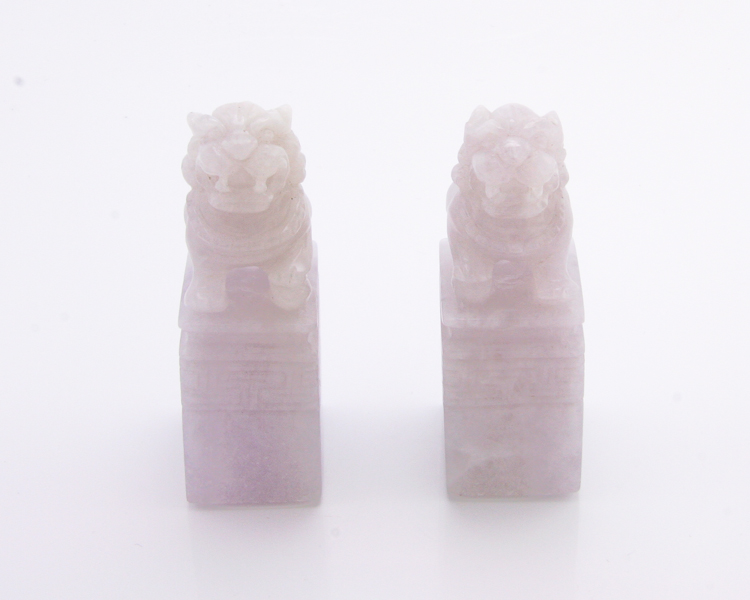 Jadeite (type-A) Chinese guardian lions - Click Image to Close
