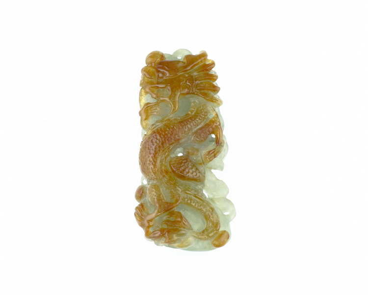 Jadeite (type-A) dragon amulet - Click Image to Close