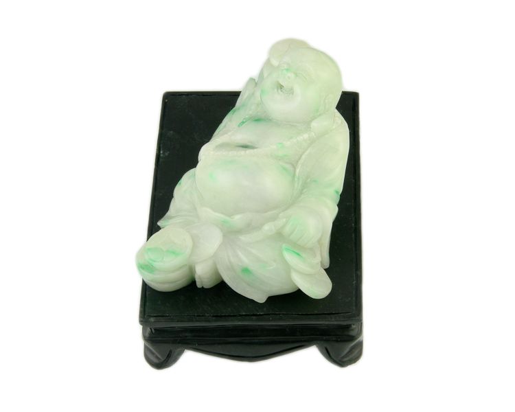 Jadeite (type-A) Budai statue on daybed - Click Image to Close